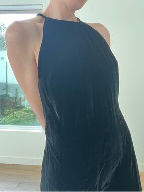 Reformation Black Velvet Halter Maxi Dress